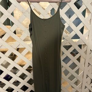 Elegant Olive Green Button-Down Dress